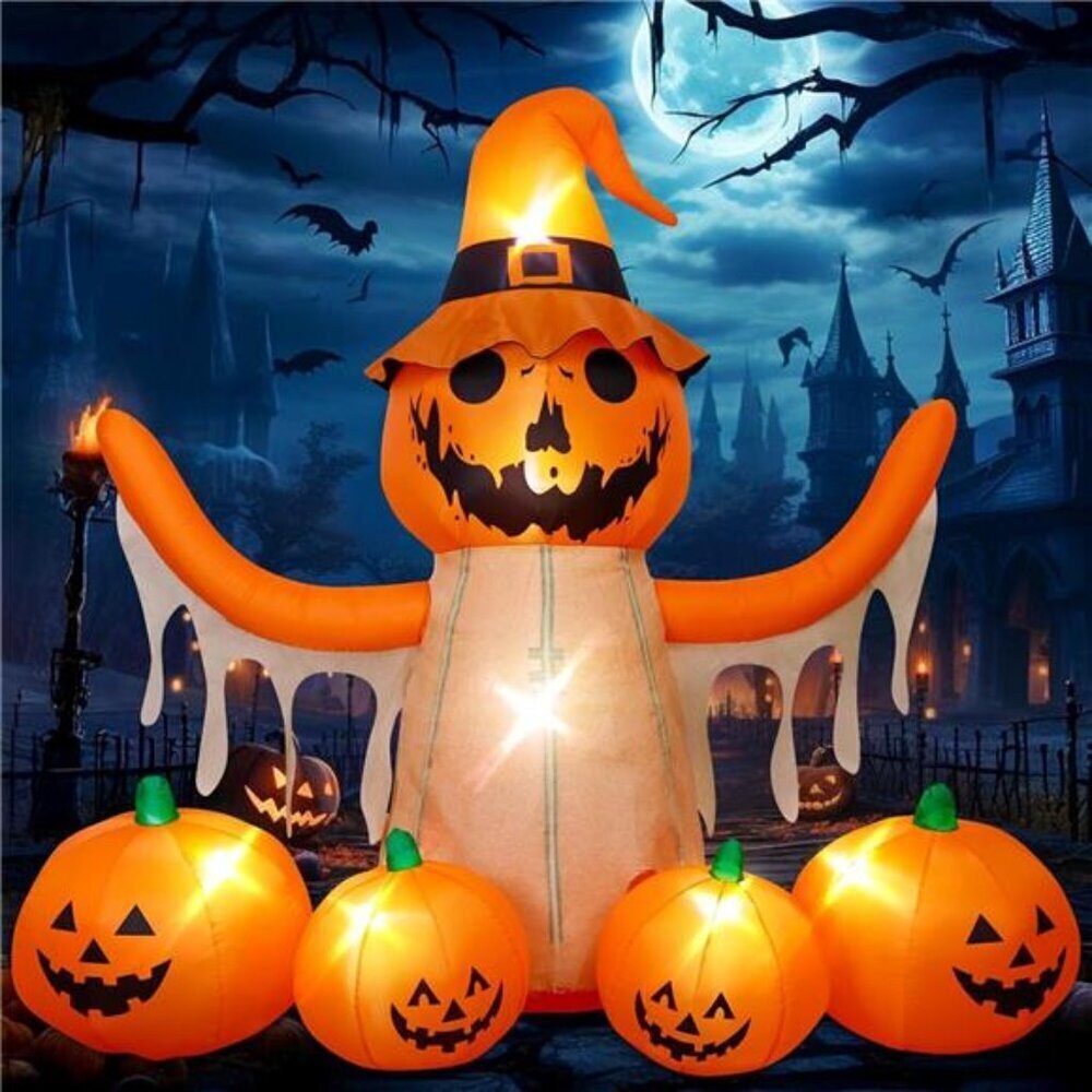 8FT Halloween Inflatables Pumpkin Decorations with LED Built-in Pumpkin